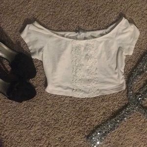 White off the shoulder crop top